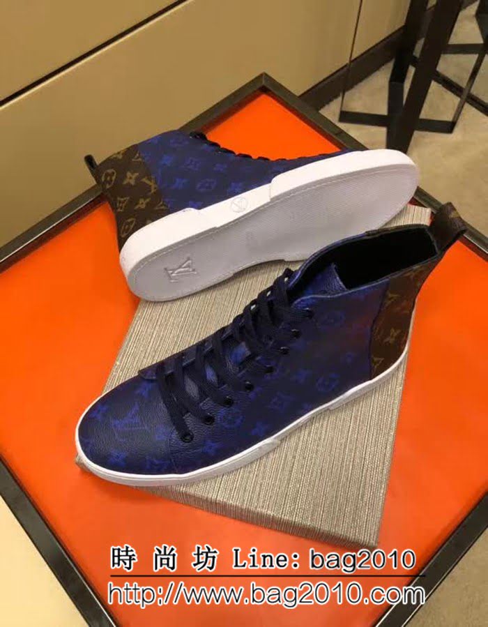 路易威登LV 專櫃新款原版牛皮配老花高幫男士休閒鞋 8FX2221